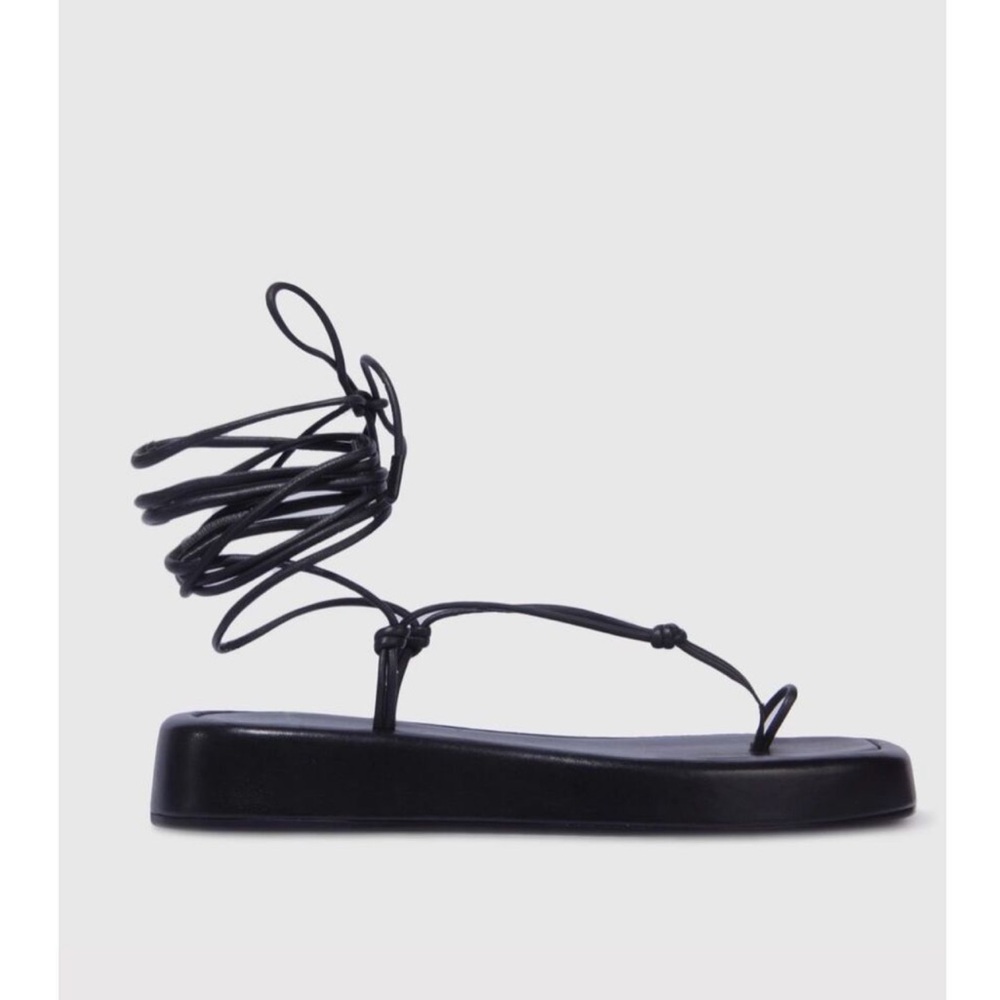 Elegant Black Lace-Up Sandals